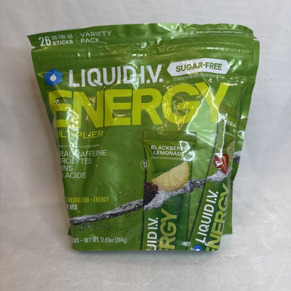 Liquid I.V. Sugar Free Energy Multiplier Drink Mix 26 Packs (SEALED)